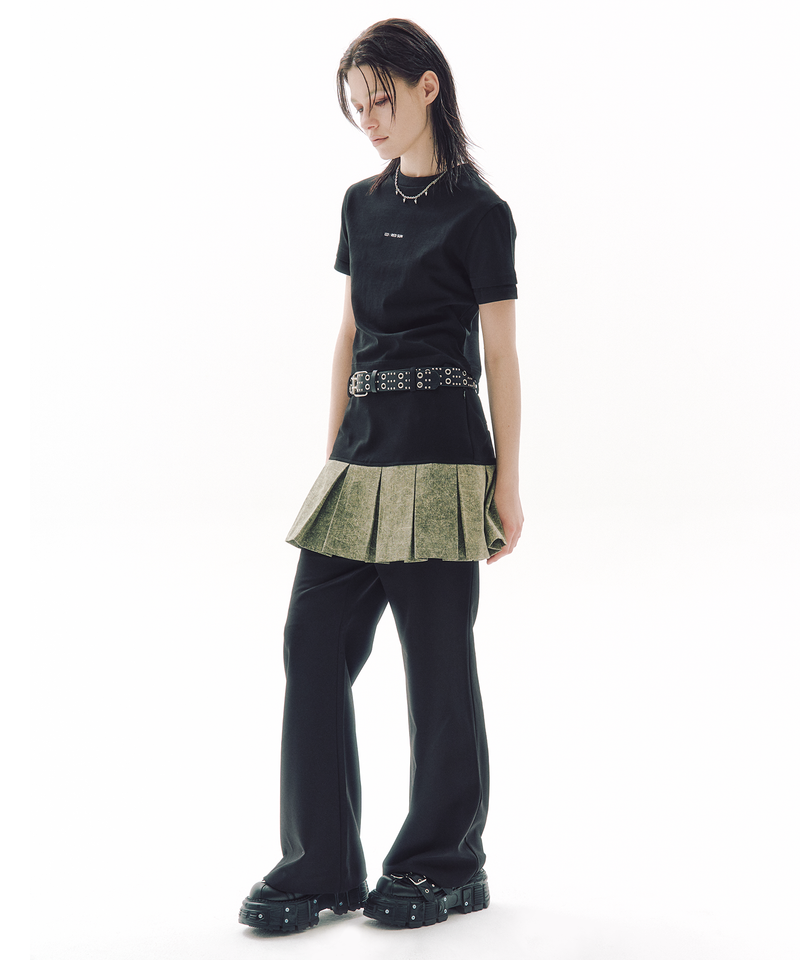 TWIN CUFF CROP T-SHIRT