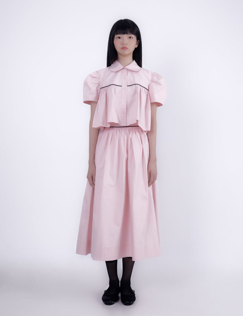 SHIRRING CURVE SKIRT (PINK)