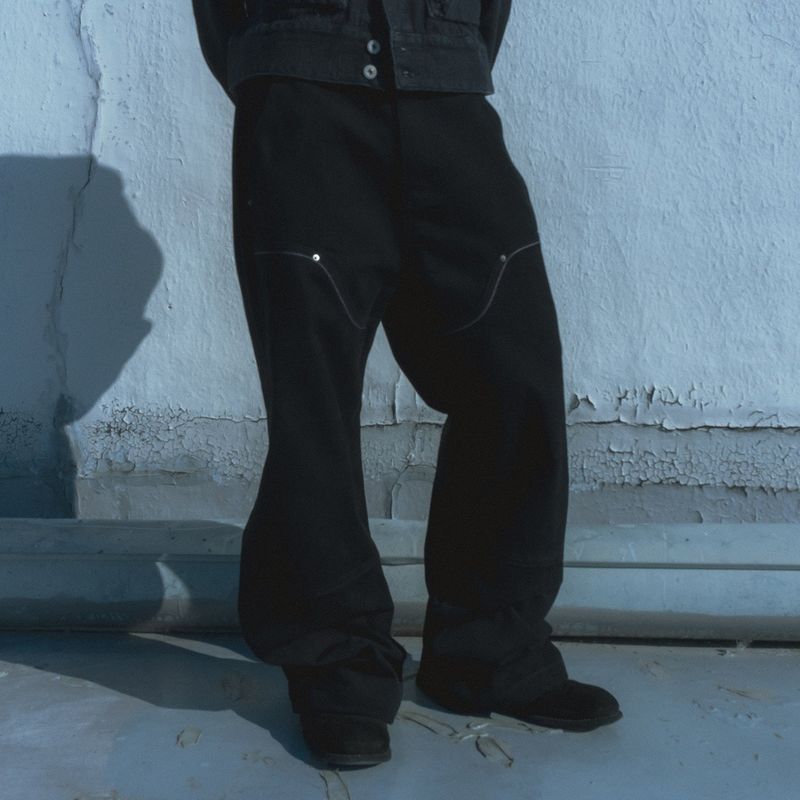 Western boots cut work pants / Black