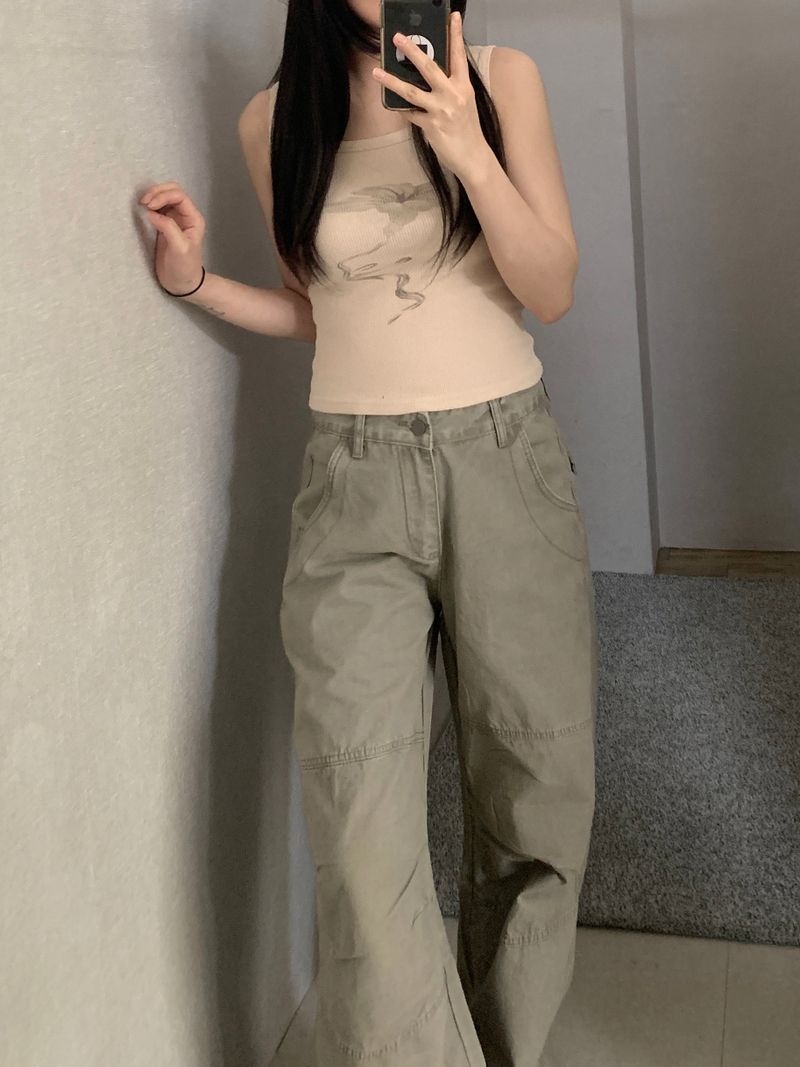 Erica Flower Ribbed Sleeveless
