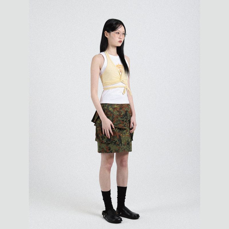Halter Neck Sleeveless Shirt (YELLOW)