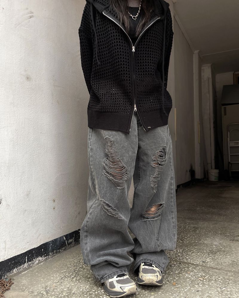 heenytsuki（ヒニツキ）の「Kai Destroyed Black Jeans Wide Pants（Pants）」