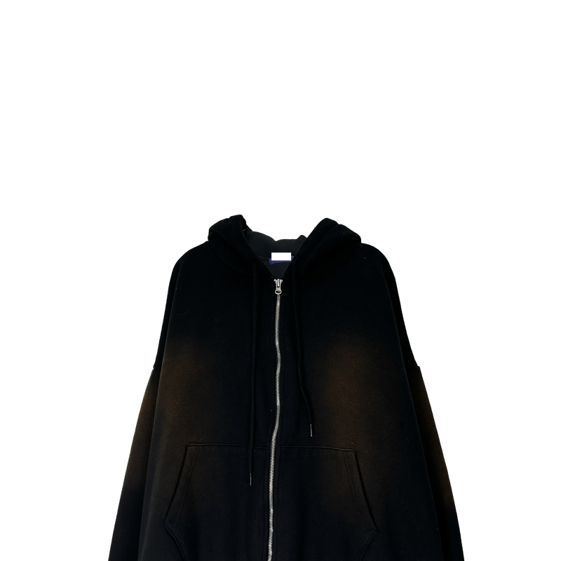 cat brush fleece hood zip-up