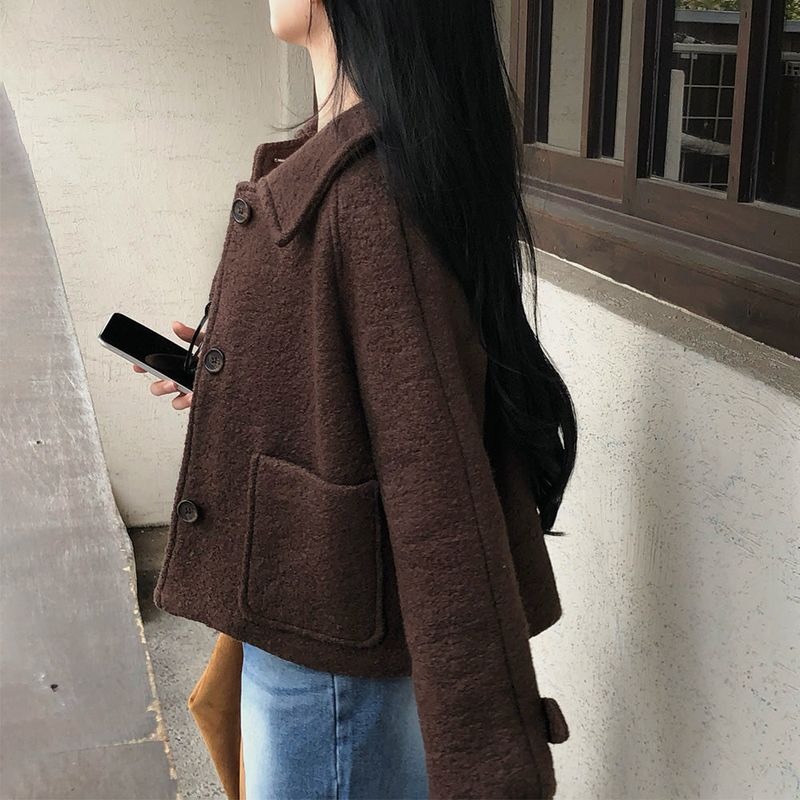 [BELLIDE MADE] fluffy wool collar short coat