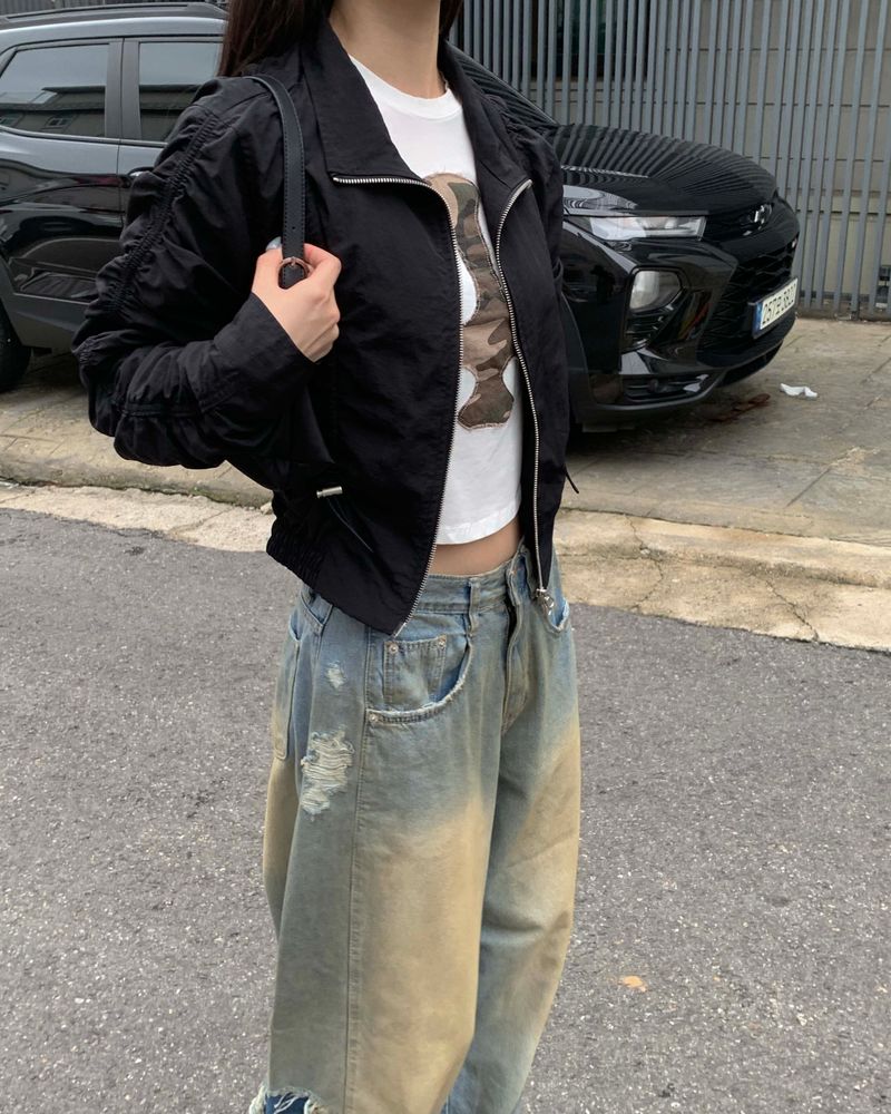 Side vintage denim pants