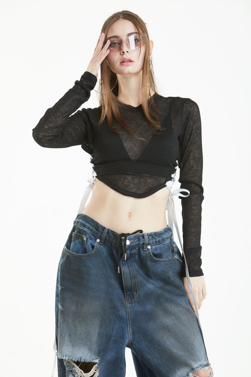 サイドリボンTシャツ