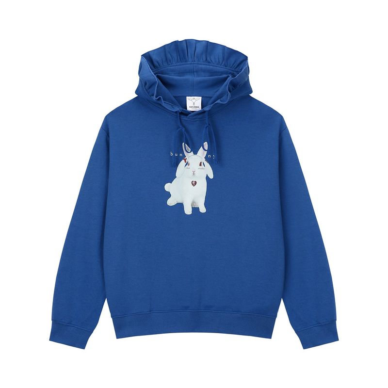 0 7 bunny ruffle hood - BLUE
