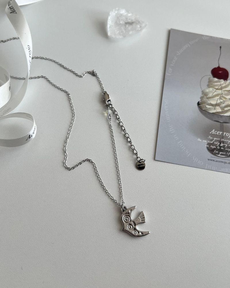 brd Lovely Bird Stainless Steel Lucky New Long Beads Layered Coin Luck Necklace