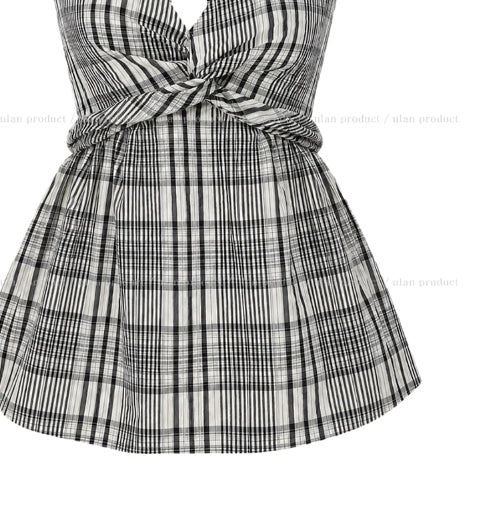 Sov Check Halter Blouse