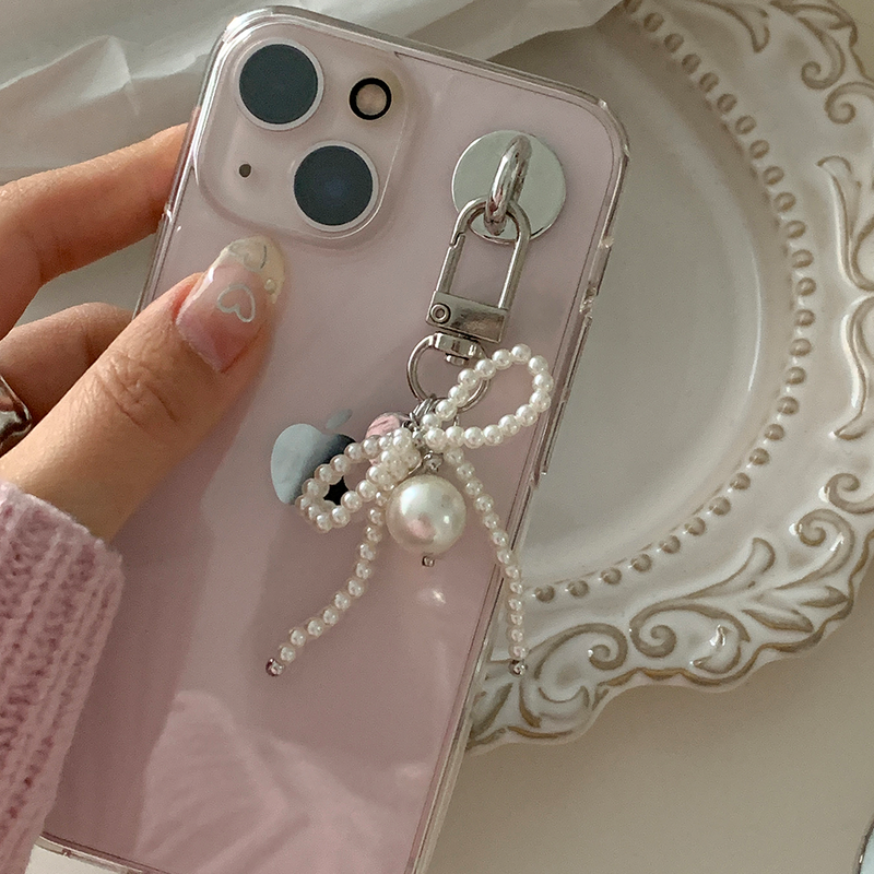 [handmade] pearl ribbon keyring