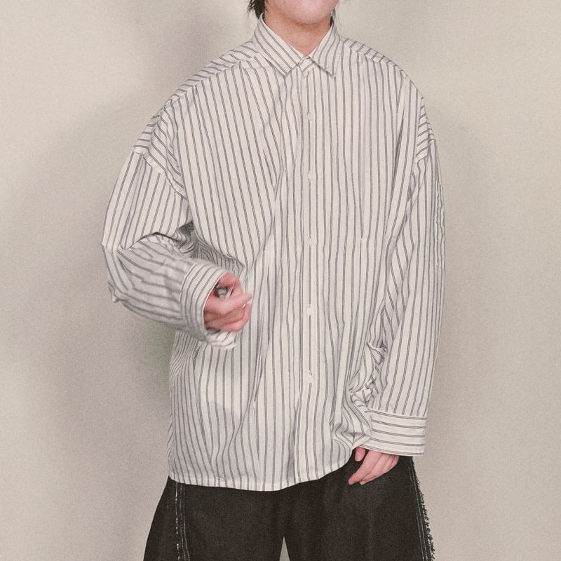 offset stripe shirt_white