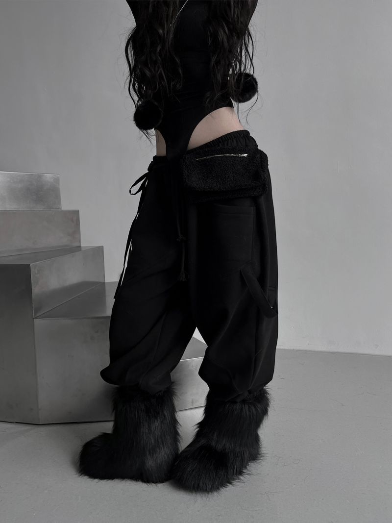 strap cut-line wide pants (fleece-lined / 2color)