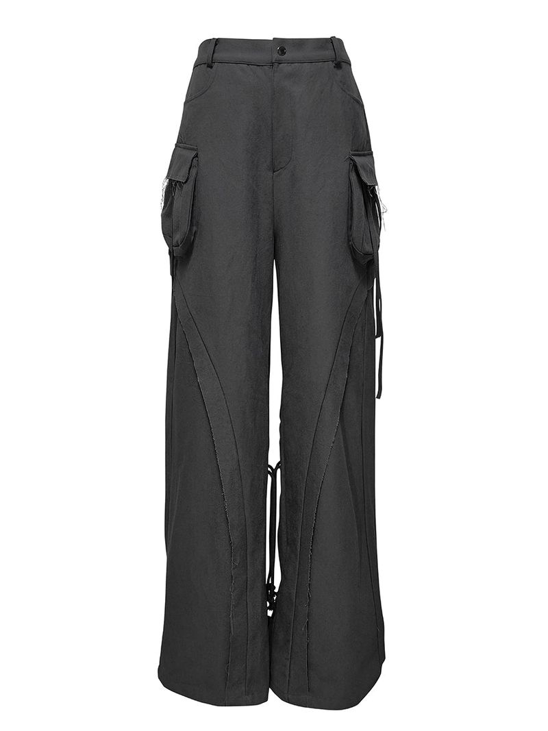  CUT OUT STRING CAGO PANTS . BLACK
