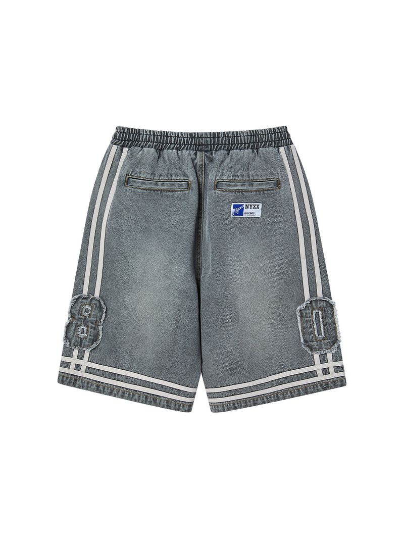 BASKETBALL DENIM HALF PANTS (GREY)