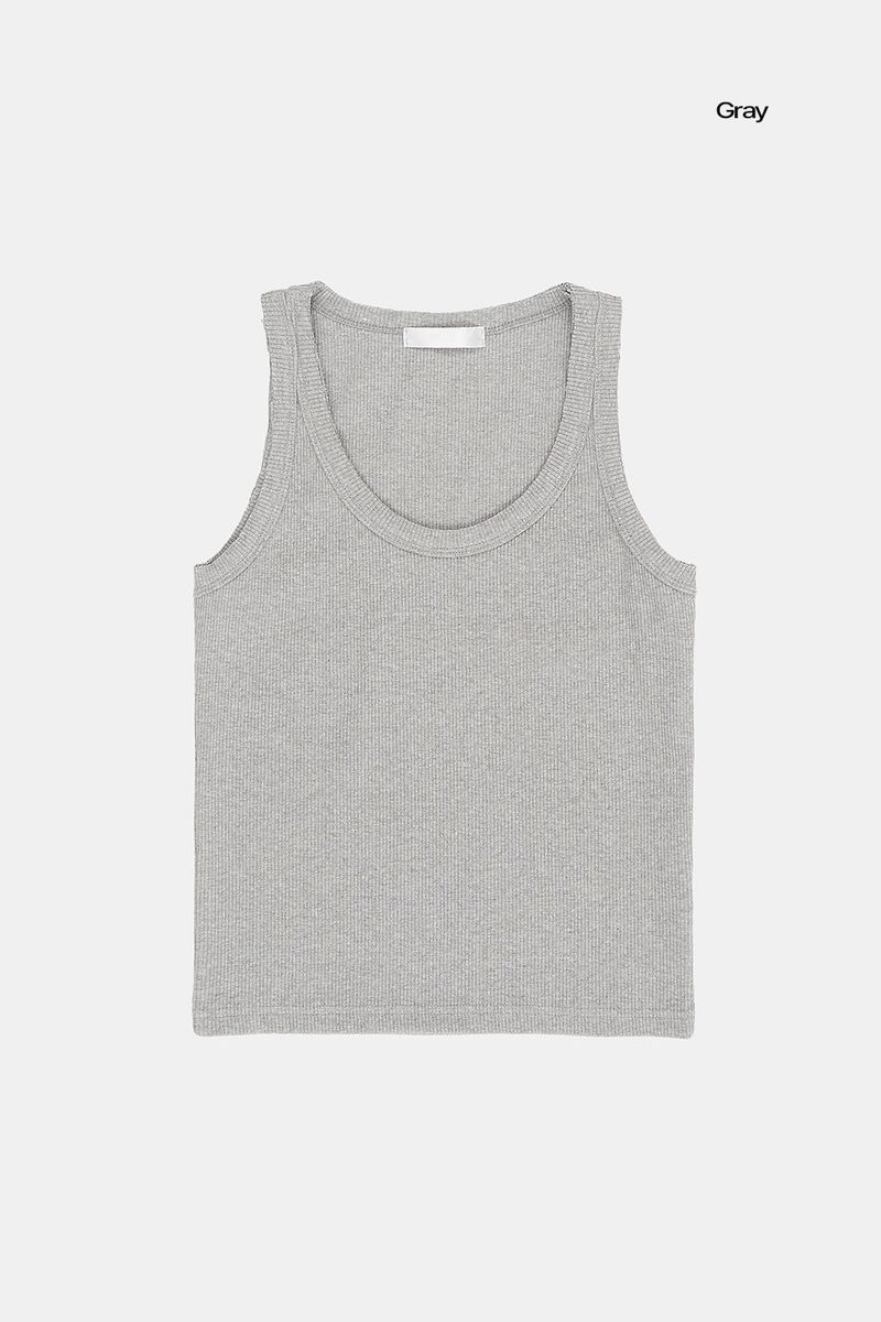 Double layer ribbed sleeveless top