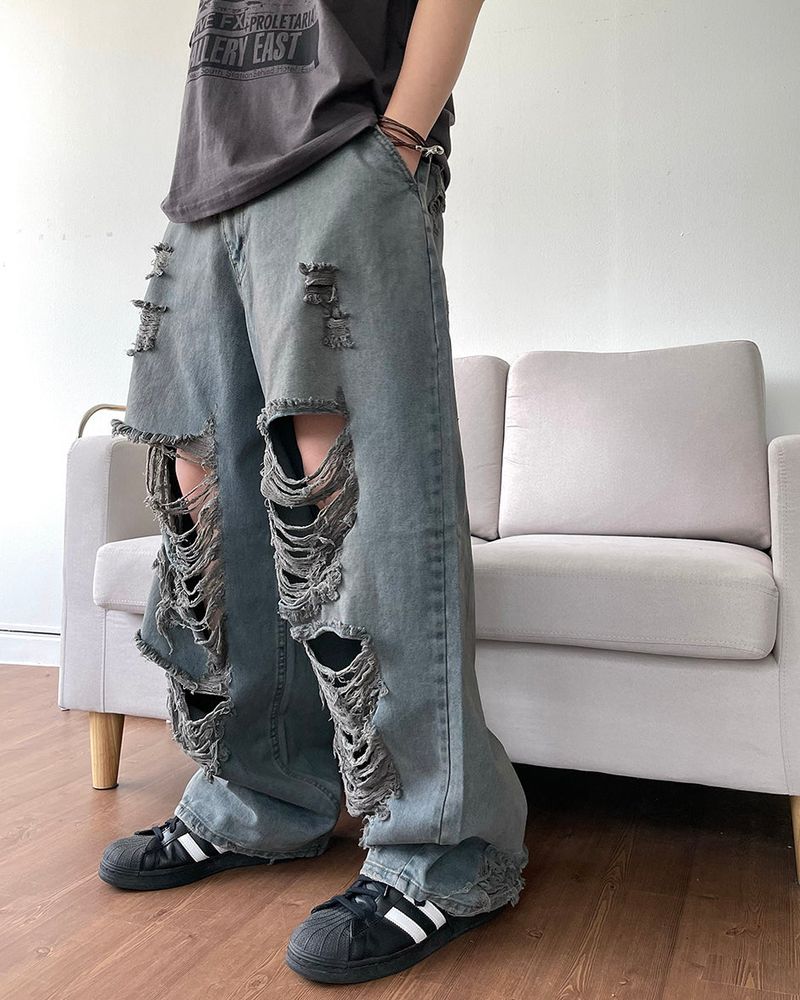 Damage Washing Denim Pants