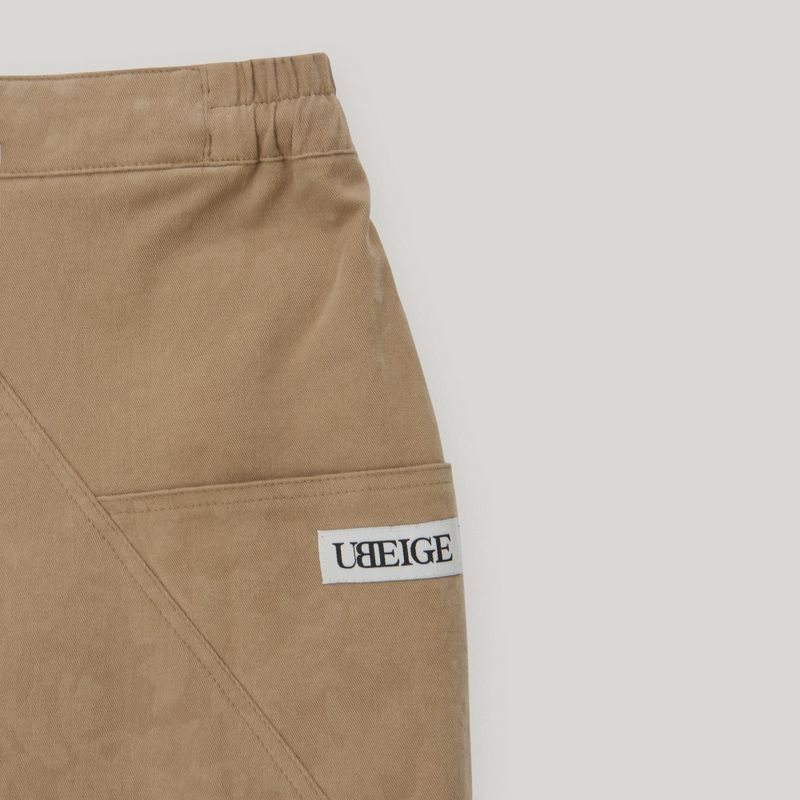 Beige Camou Midi-Skirt