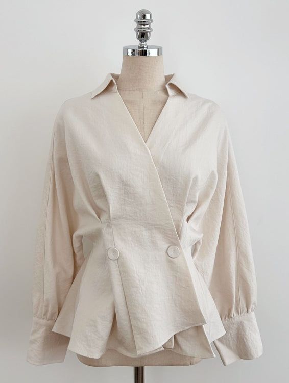 Annie V-neck Collar Double Wrap Jacket Blouse