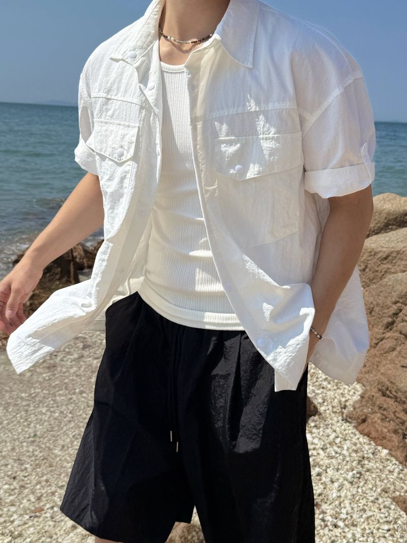 Nylon roll-up western shirt