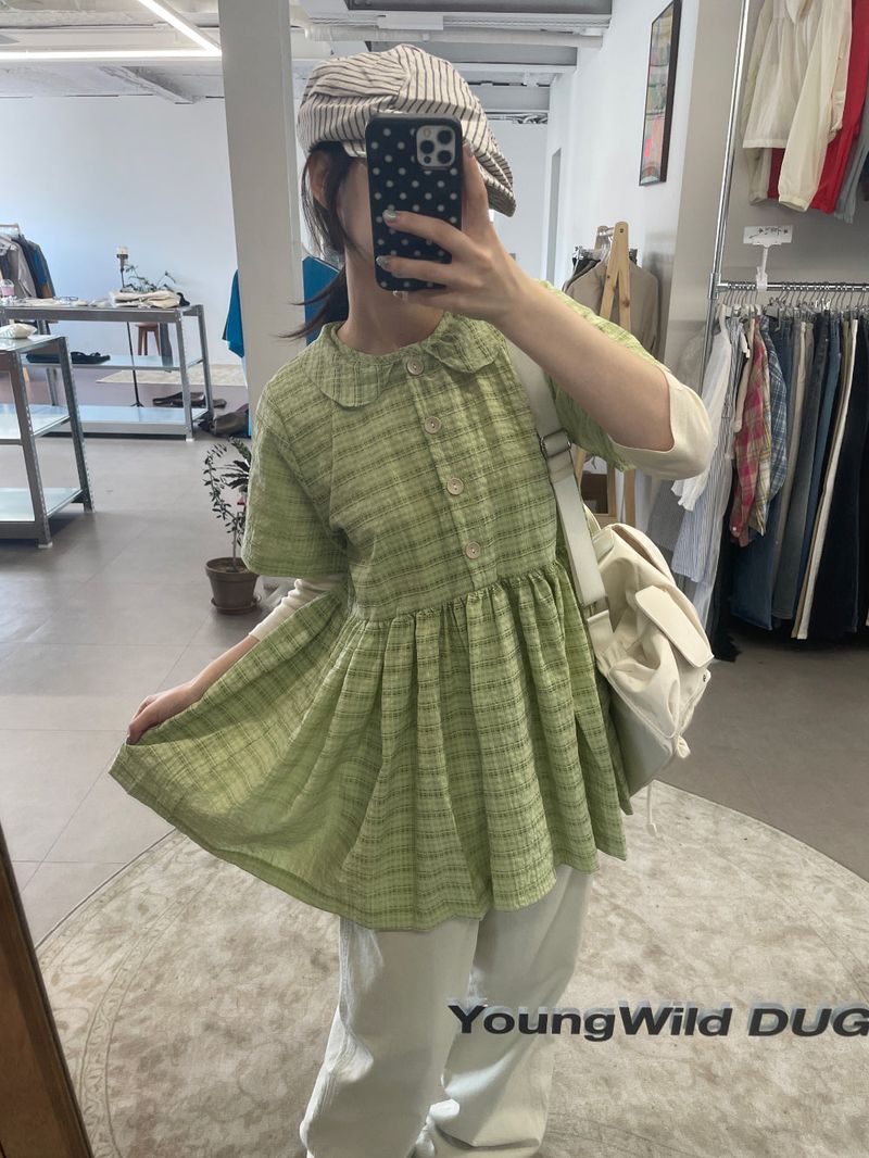 Plaid collar dress (3color) 