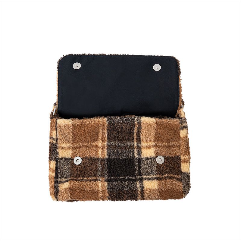 PLAID TEDDY FUR CROSSBODY BAG