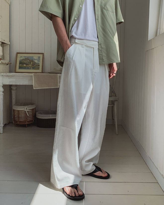 Wrap Snap Hidden Button Wide Slacks
