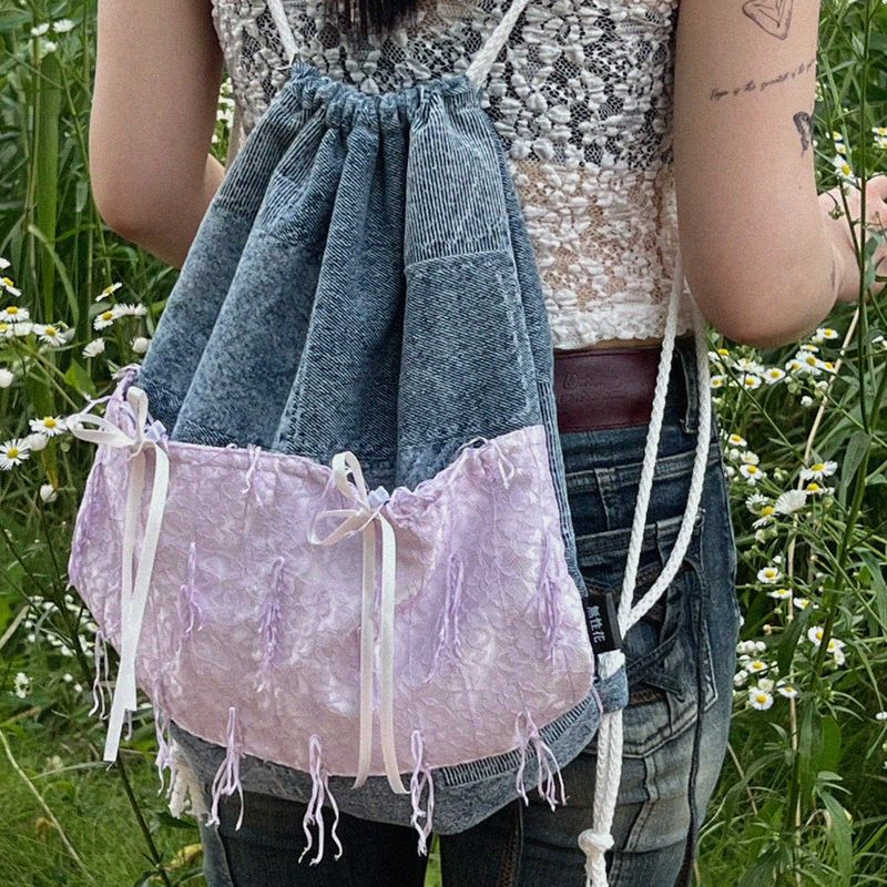 Billie denim string bag