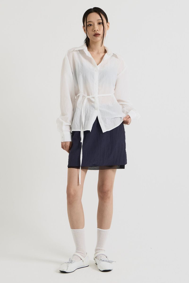 Sheer String Blouse, White
