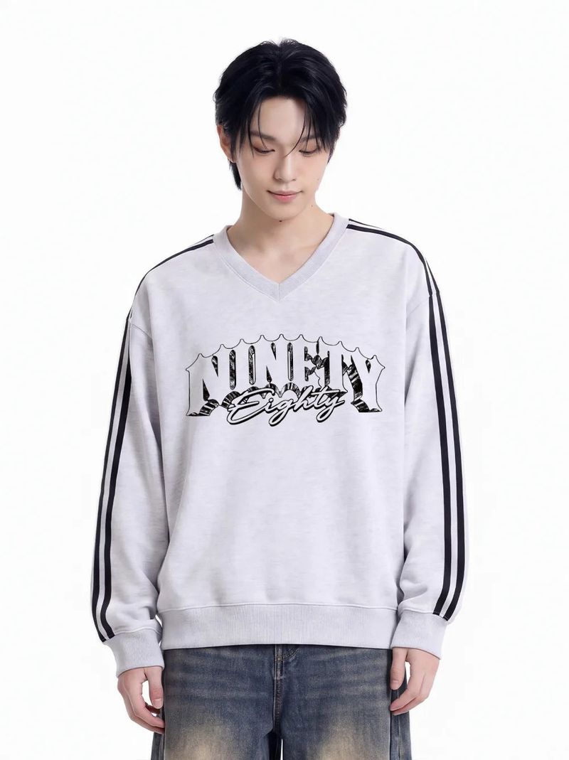 cursive logo track v-neck sweatshirt (4color)