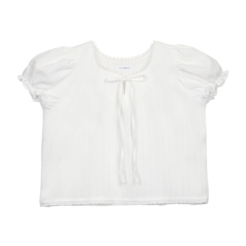 PINK PINEAPPLE（ピンクパイナップル）の「MISTY PUFF RIBBON BLOUSE（Tops）」