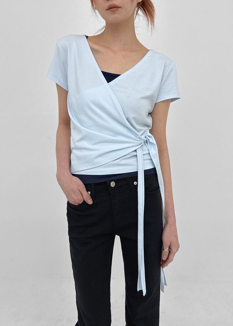[MADE] Flopit Wrap Short Sleeve Top