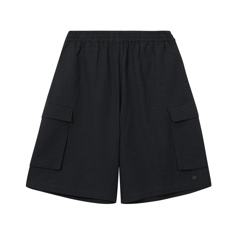 [ULKIN] Seersucker Cargo Bermuda Pants_Charcoal