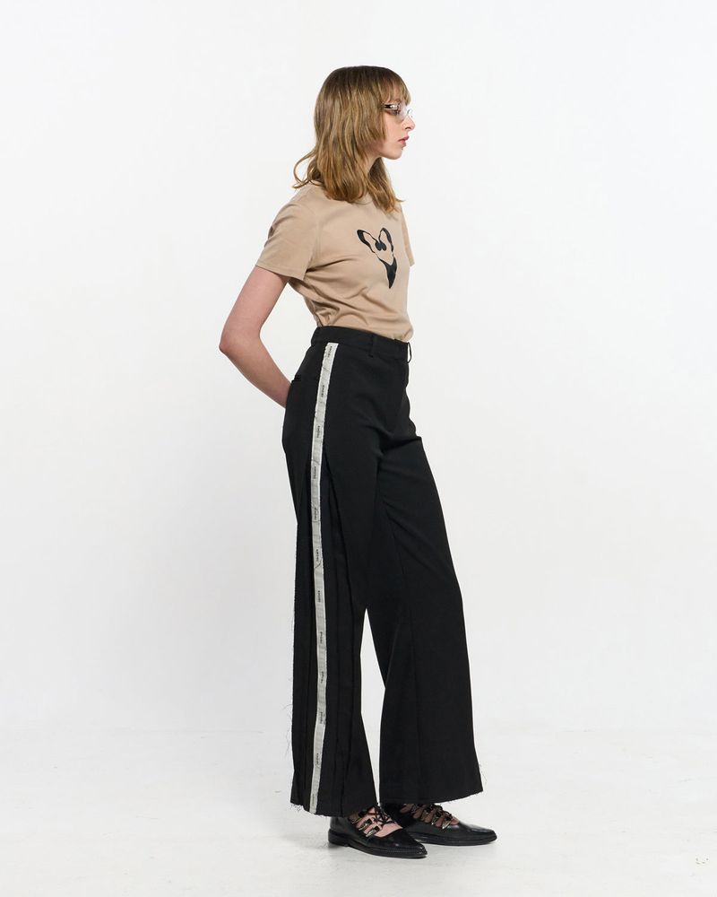 Pleated Logo-Tape Trousers _ BLACK