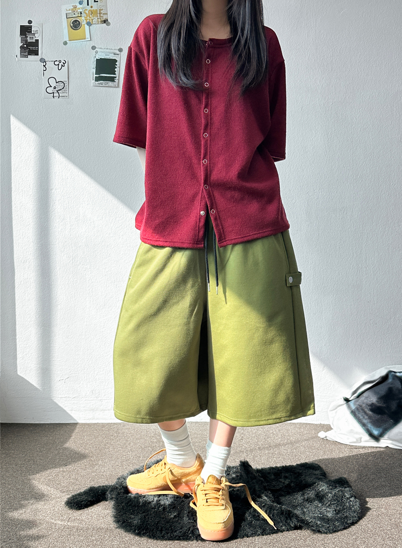 Pinter Snap Color Block Balloon Bermuda Shorts 7color
