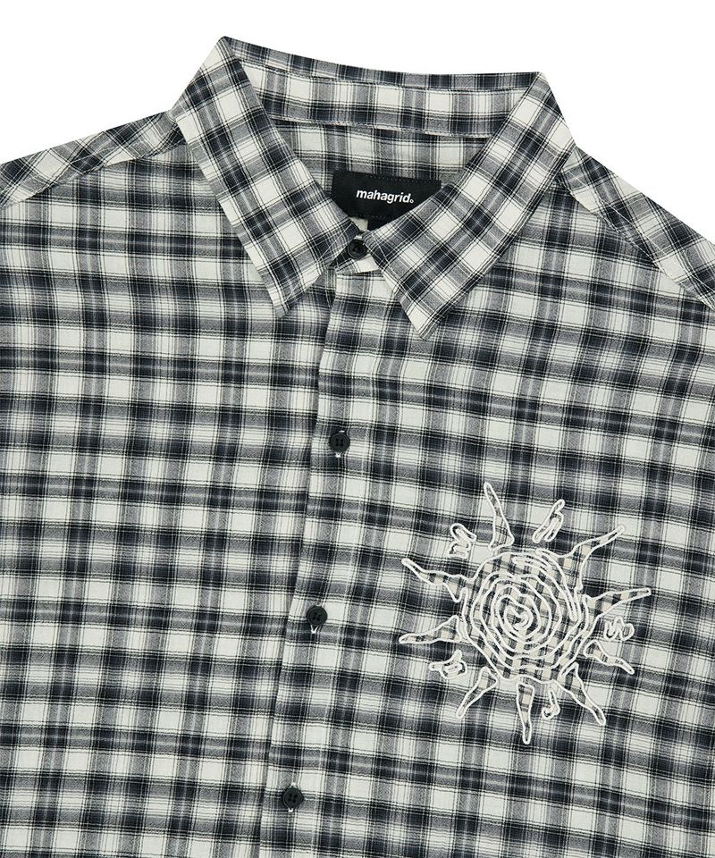 CHECK APPLIQUE HALF SHIRT