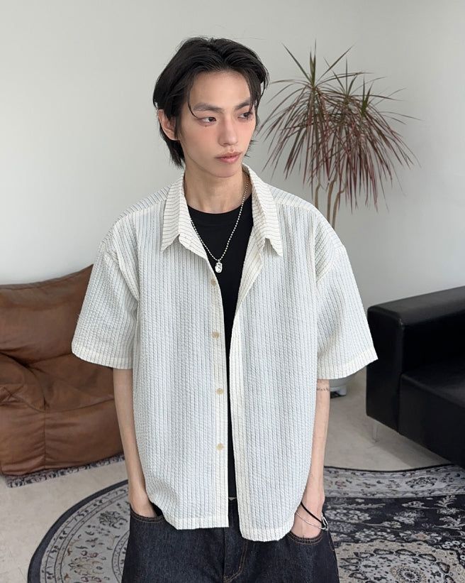 SATIIIZ（サティーズ）の「Pet seersucker short-sleeve shirt（Tops）」