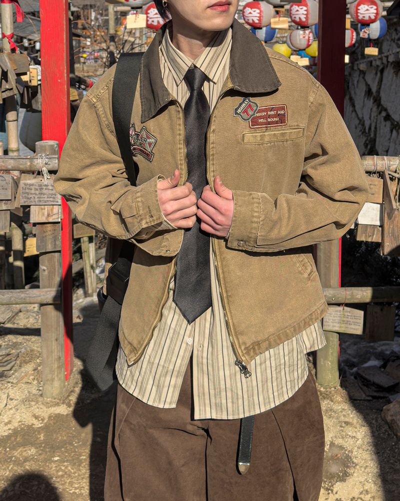 Woven Patch Pigment Work Jacket