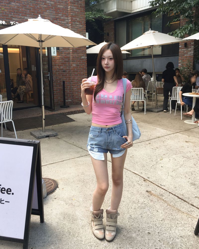 Roll up denim shorts