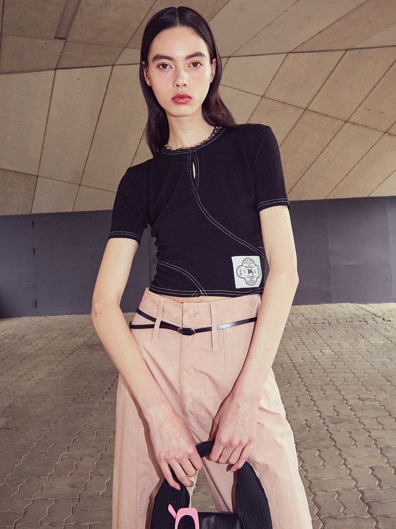 VITALSIGN（バイタルサイン）の「[LINE] Slit Stitch Crop T-shirt（Tops）」