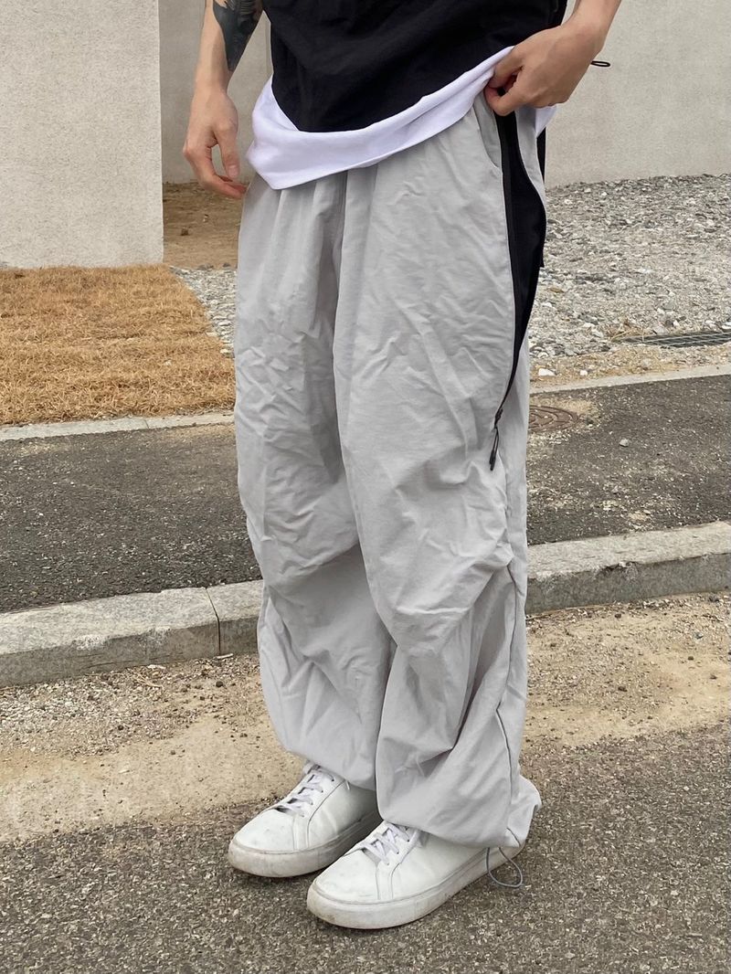 Coloration zipper nylon pants 2C