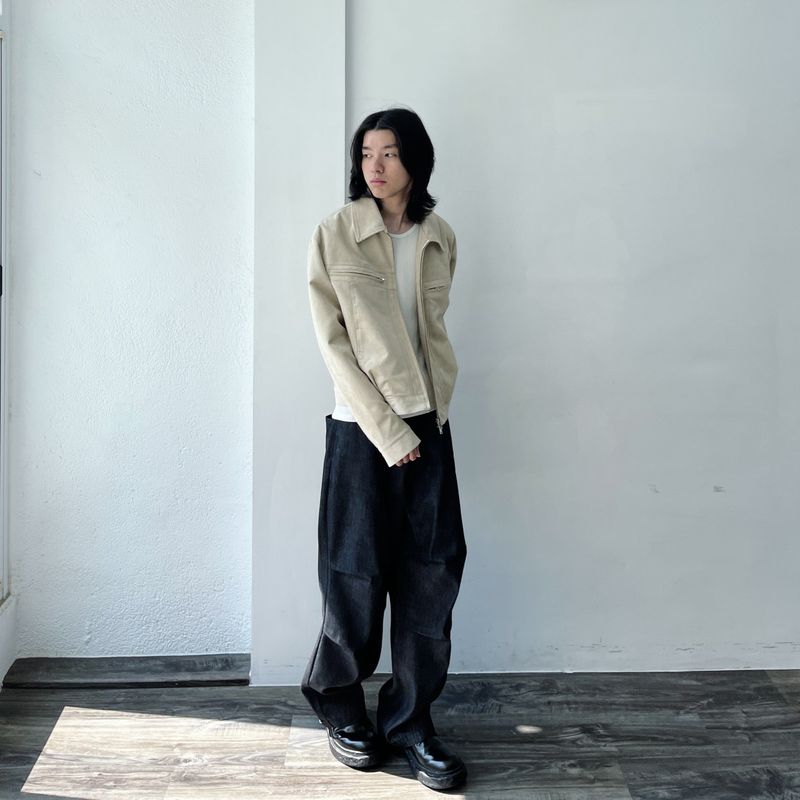 Zip Pocket Slightly Cropped Suede Jacket