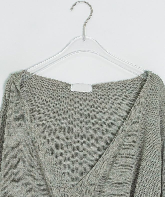 Ryoka Summer Layered V-Neck Wrap Hood Knit