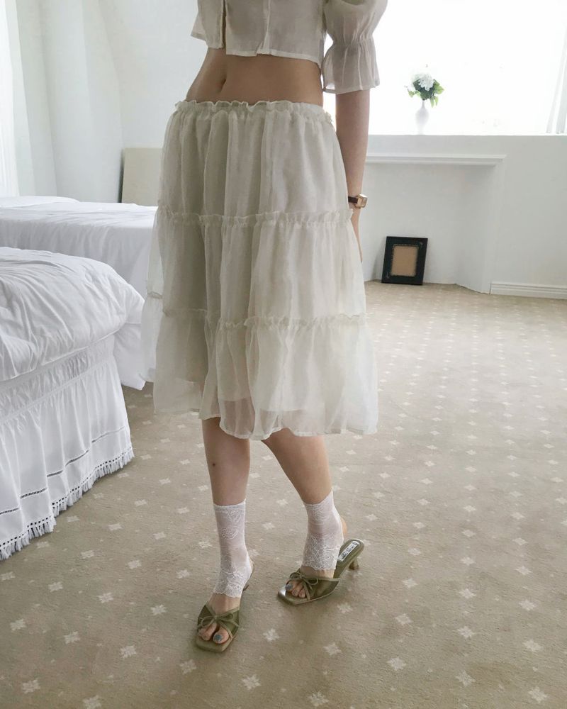 cloudemotion（クラウドエモーション）の「tow 20% chiffon midi - SK（Skirts）」