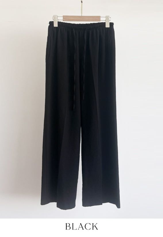 Mezelre Linen Banding Wide Slacks