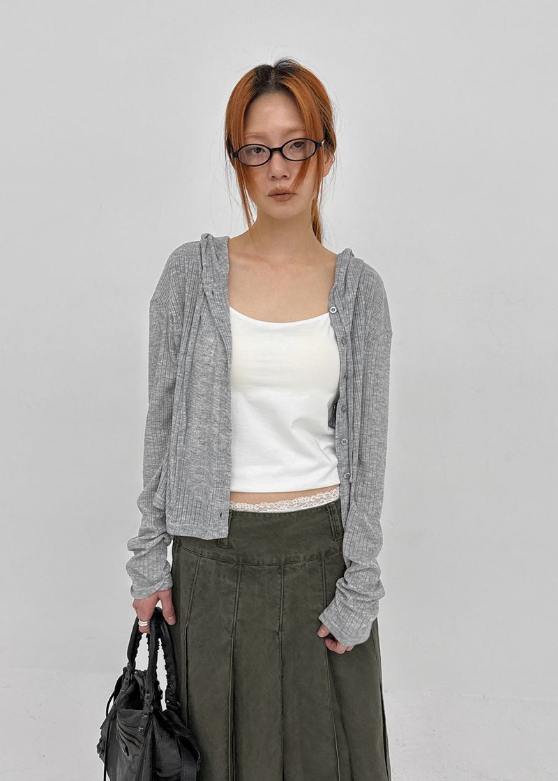 BLACKUP（ブラックアップ）の「[MADE] Daema Summer Sheer Ribbed Hooded Cardigan（Tops）」