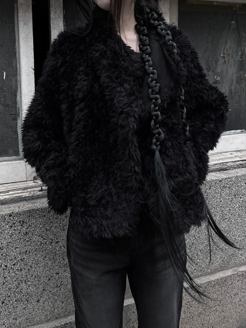noir chic teddy fur jacket