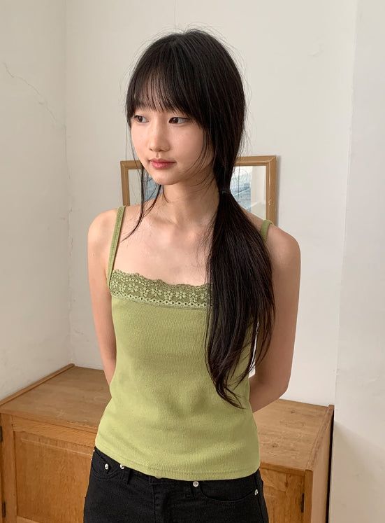 BAON（バオン）の「Calpi Lace Ribbed Sleeveless（Tops）」