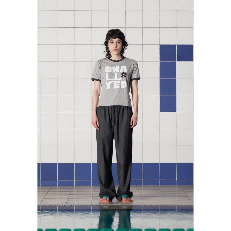 LOGO RINGER T SHIRT / GREY
