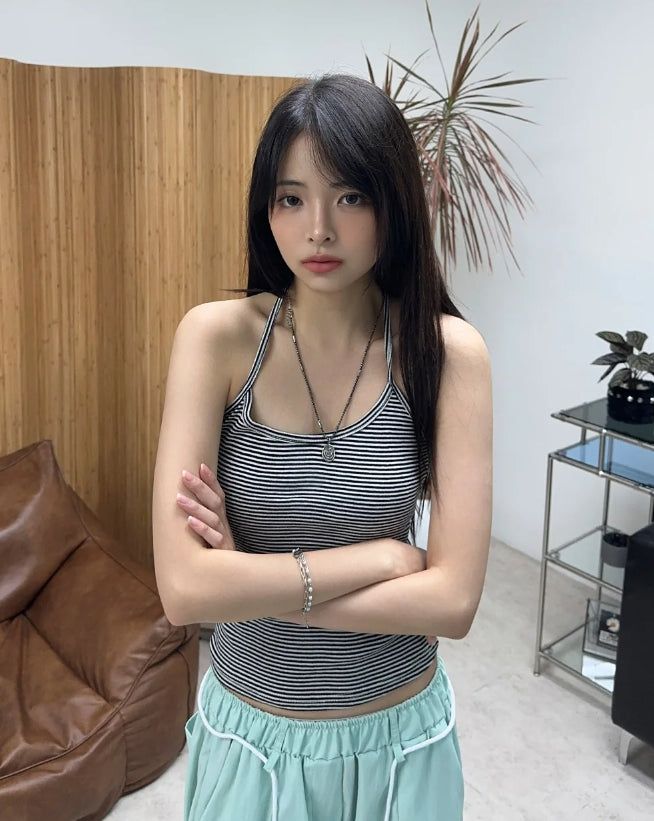 Para stripe halter sleeveless