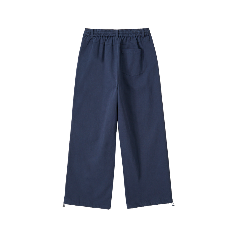 Essential Twill String Banding Wide Pants - NAVY